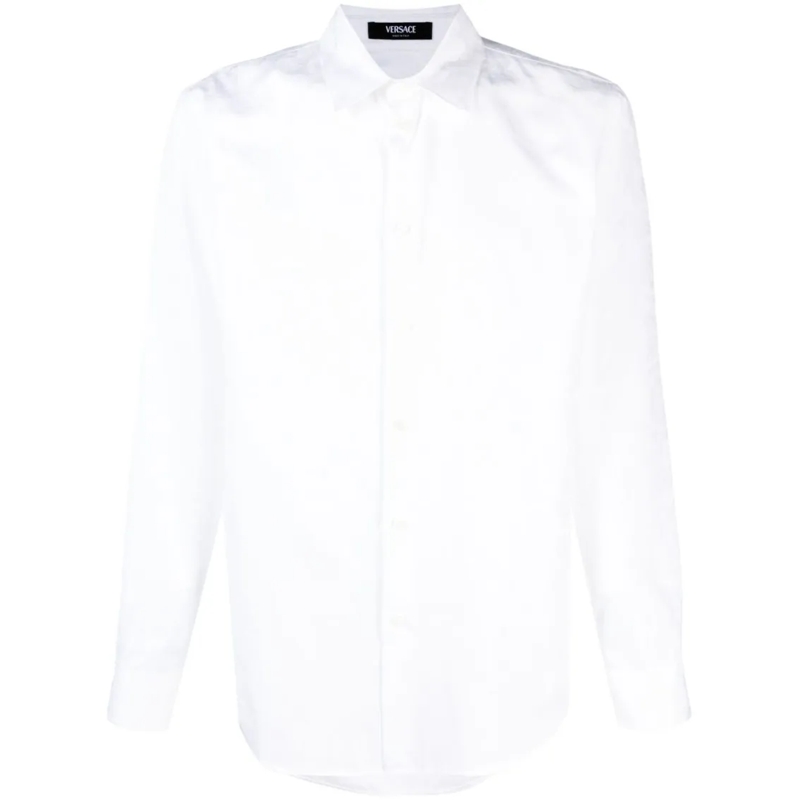 Versace Hemd Full Jacquard White Cotton Long-Sleeve Shirt White