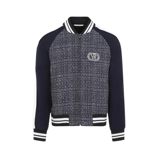 Valentino Bomberjacks Blue And White Viscose Bomber Jacket Blue