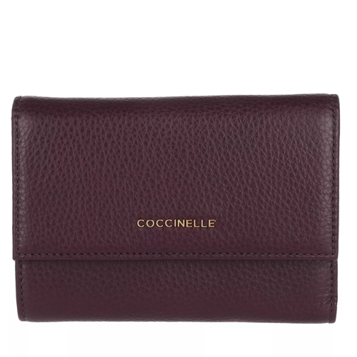 Coccinelle Metallic Soft Wallet Plum Tri-Fold Wallet