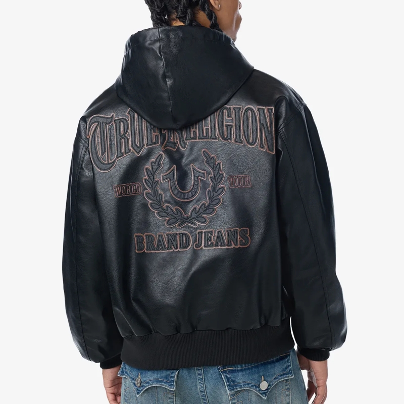 True Religion Jacke Bomberjacke- Bomberjacke aus Kunstleder- Marken schwarz(Image 4)