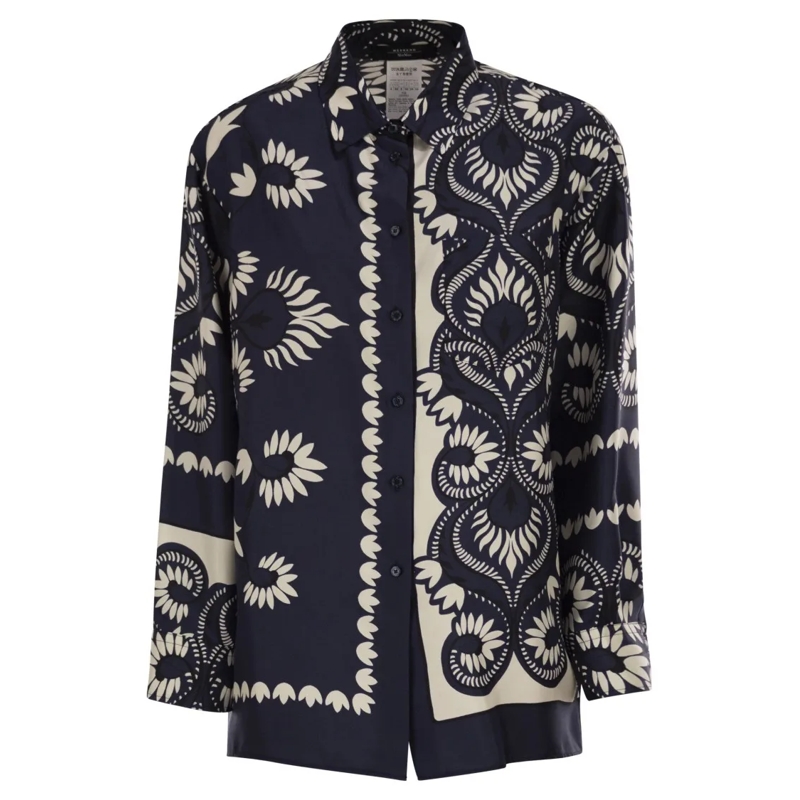 Max Mara Overhemd Wkdlastra - Printed Silk Patchwork Shirt Black