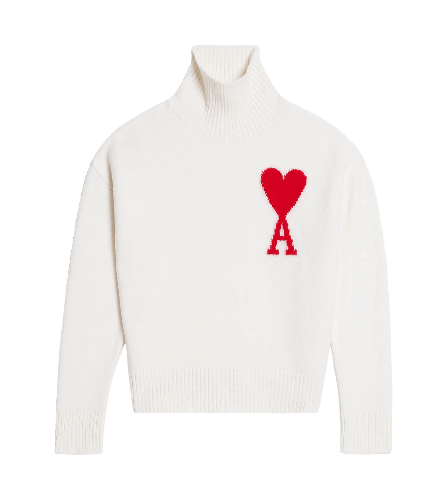 AMI Paris - Rollkragenpullover mit Logo - Größe S - weiß