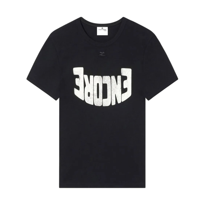 Courrèges T-shirt Cotton T-Shirt With Inverted Logo Print Black
