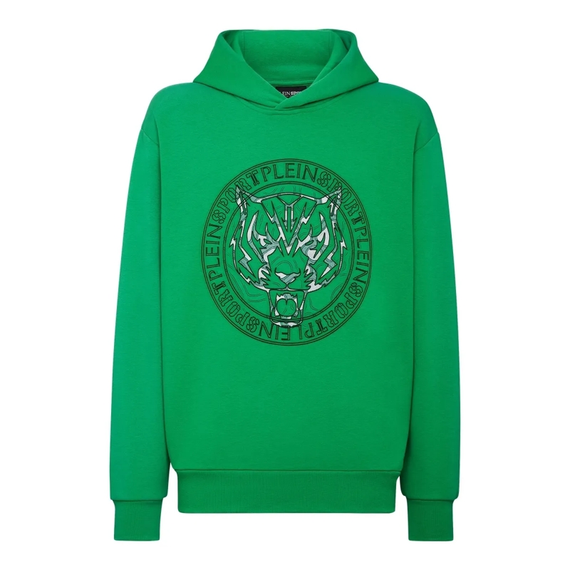 Plein Sport Top Hoodie Tiger grün