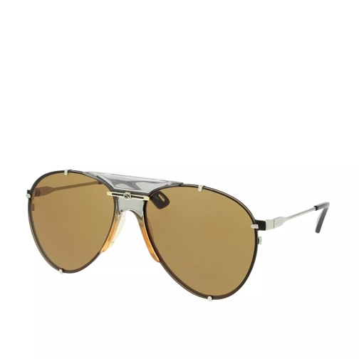 Gucci GG0740S-003 61 Sunglasses Silver-Silver-Brown Zonnebril