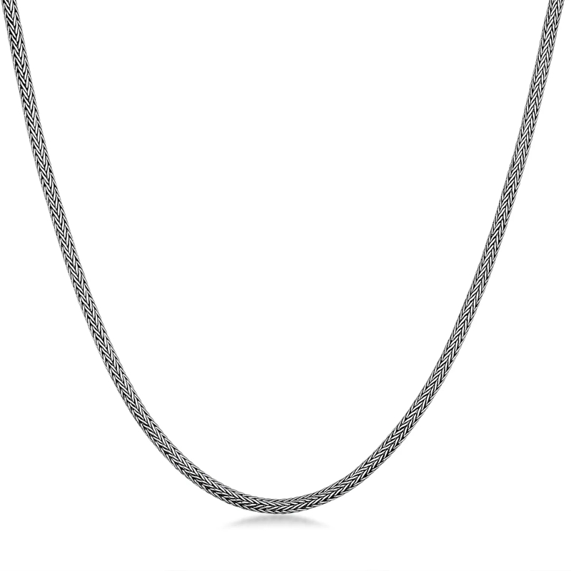 Kuzzoi Mittellange Halskette Halskette Herren Basic Schlangenkette Oxidiert 925 silber