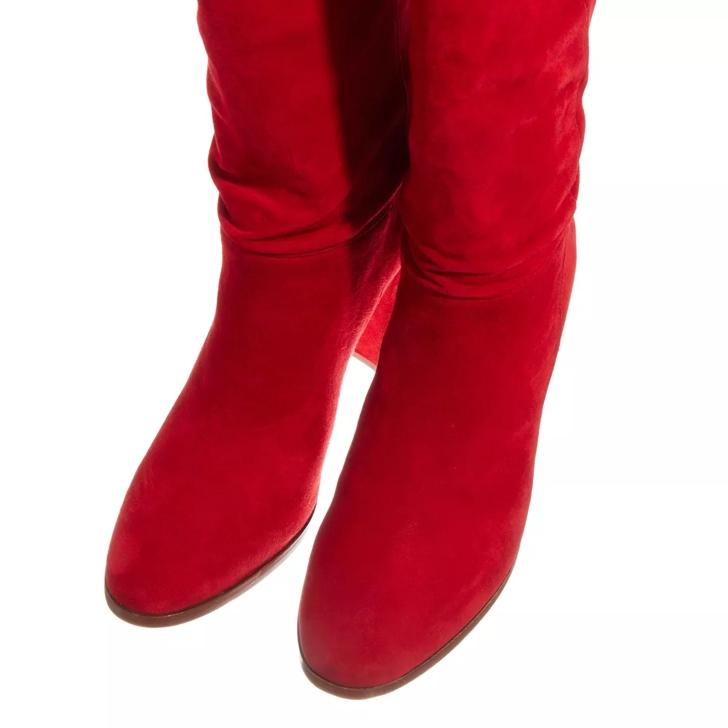 Long red suede boots best sale