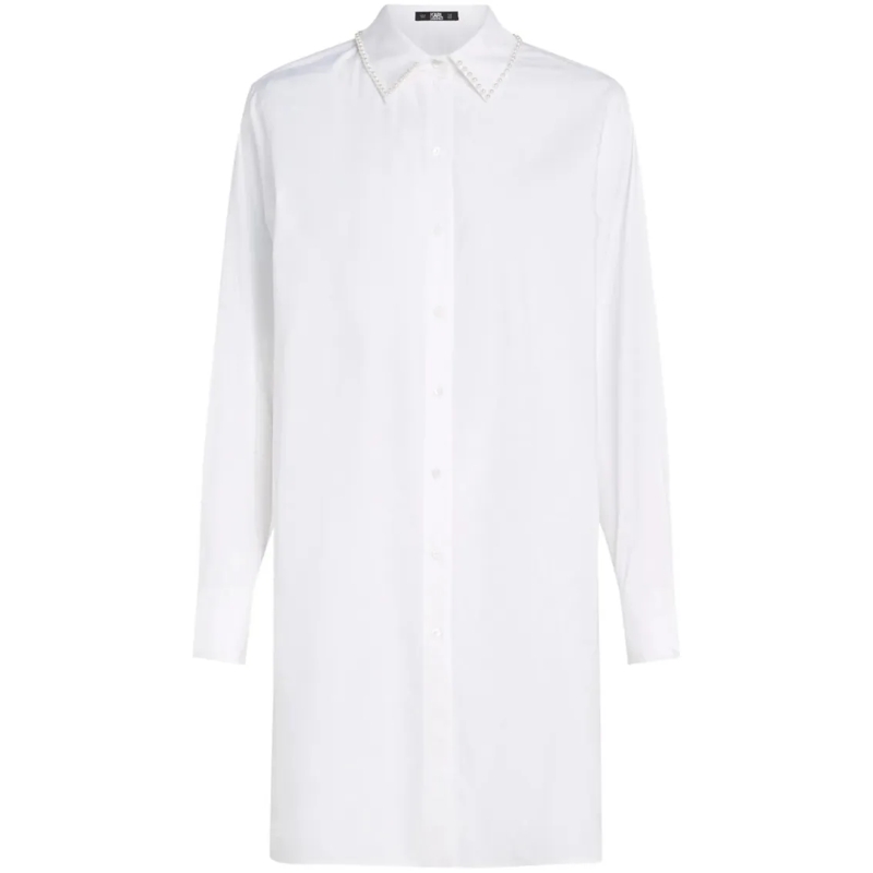Karl Lagerfeld Overhemd Classic White Button-Down Shirt With Structured Co White
