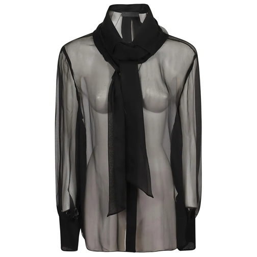 Valentino Hemden Chiffon Shirt Black