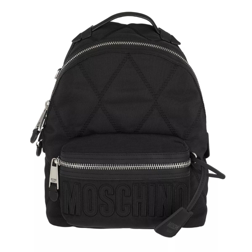 Moschino Quilted Zip Backpack Black Fantasy Print Rucksack
