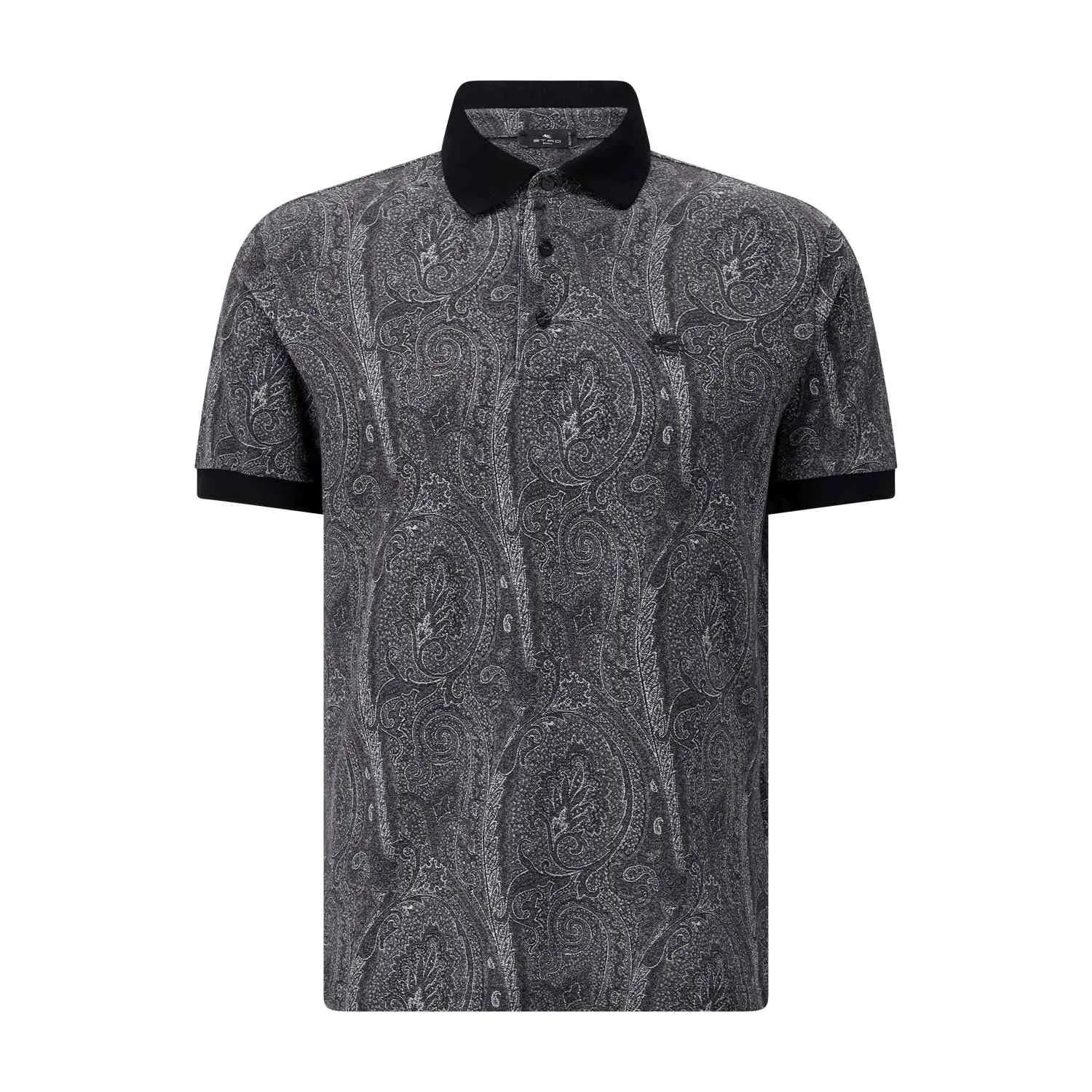 Etro - Poloshirt mit Paisley-Muster - Größe M - grau