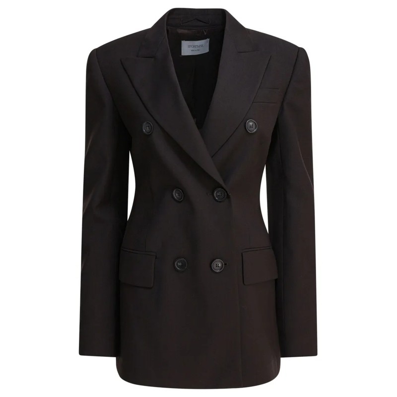Max Mara Blazer Double-Breasted Tailored Brown Jacket Black
