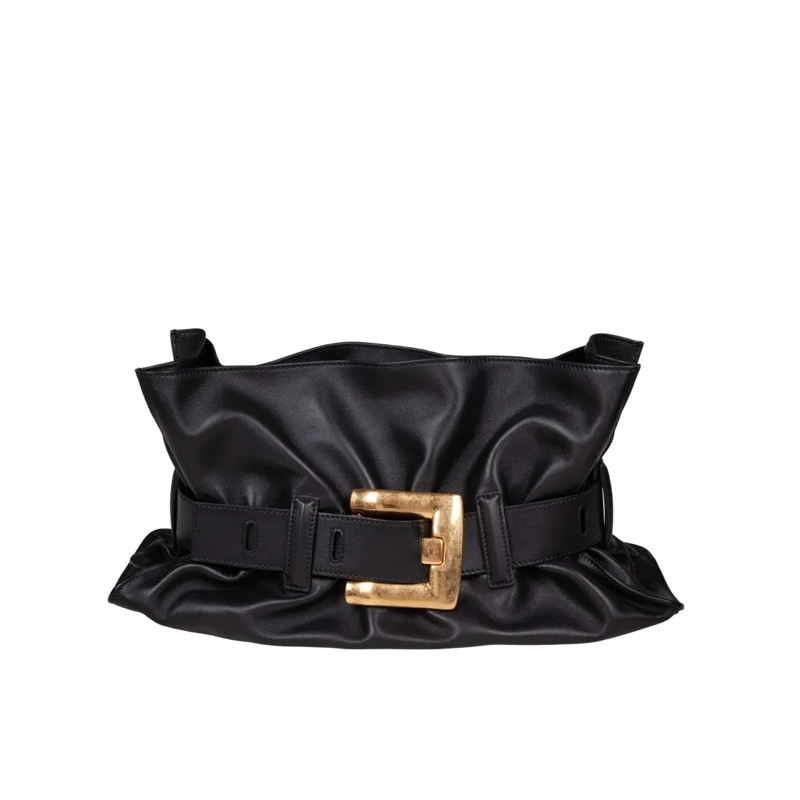 Balmain Crossbodytas Anthem Medium Leather Handbag, Black Black