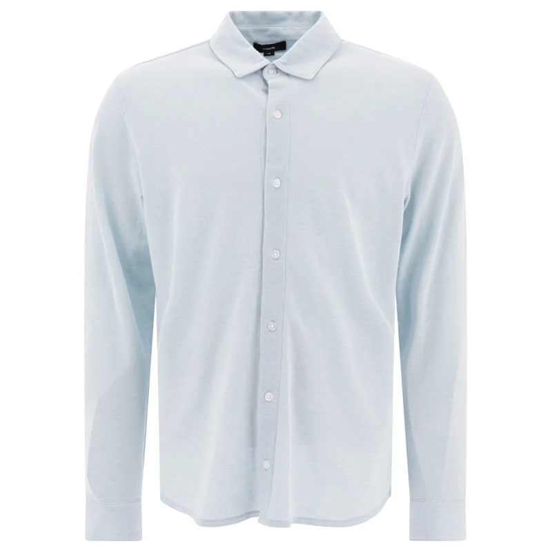 Vince Hemd Pique Shirt With Classic Collar Blue