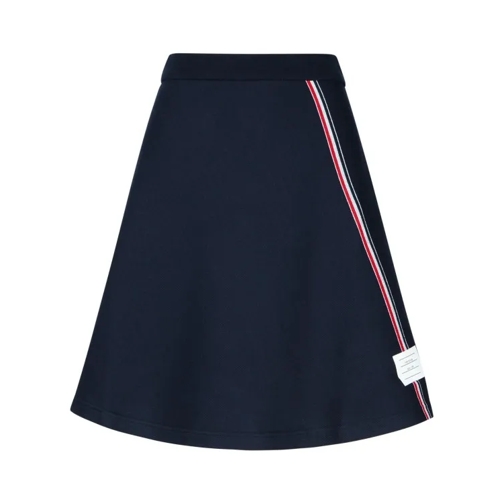 Thom Browne Navy Cotton Skirt Blue Midi-Röcke