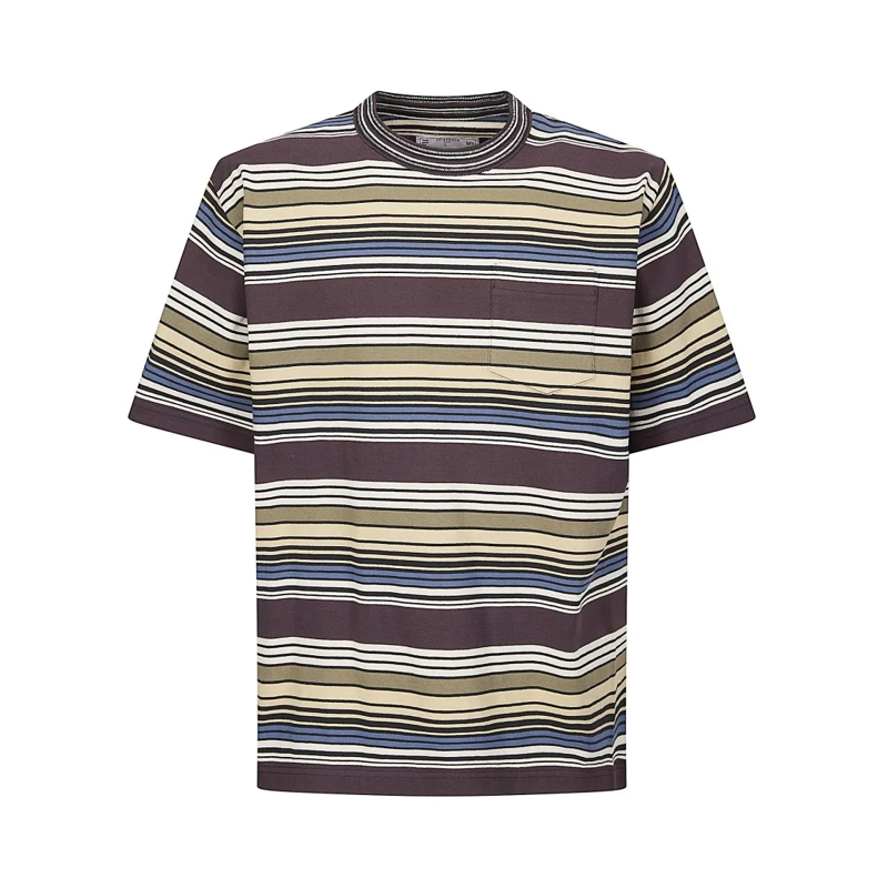 Sacai T-Shirt Horizontal Stripe T-Shirt With Classic Crew Neckli Grey