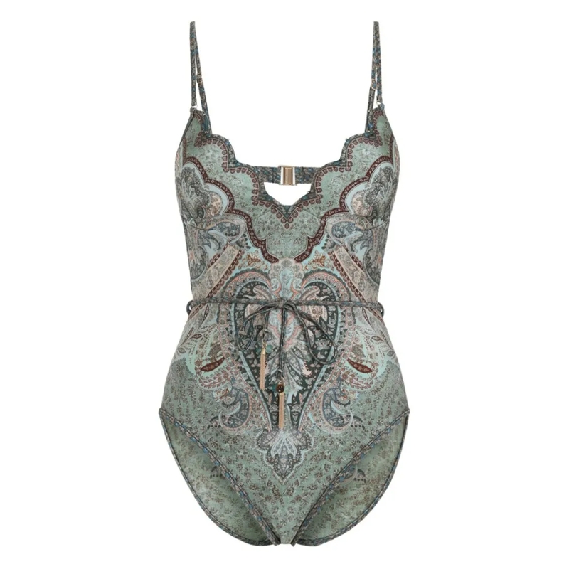 Zimmermann  Paisley-Inspired Multicolour One-Piece Swimwear Grey