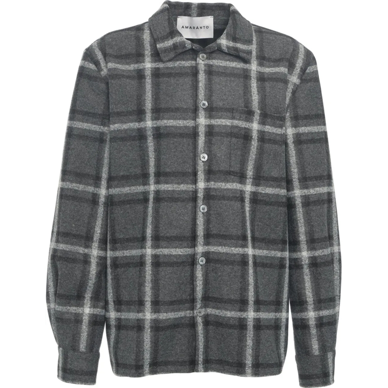 Amaranto T-Shirt Shirt with plaid pattern grau