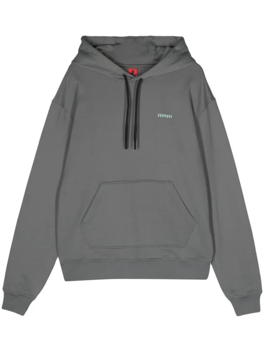 Ferrari - Grey Jersey Textured Hoodie - Größe L - grau