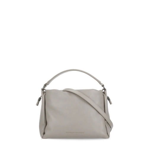 Brunello Cucinelli Grey Cucinelli Leather Hand Bag Grey Schultertasche