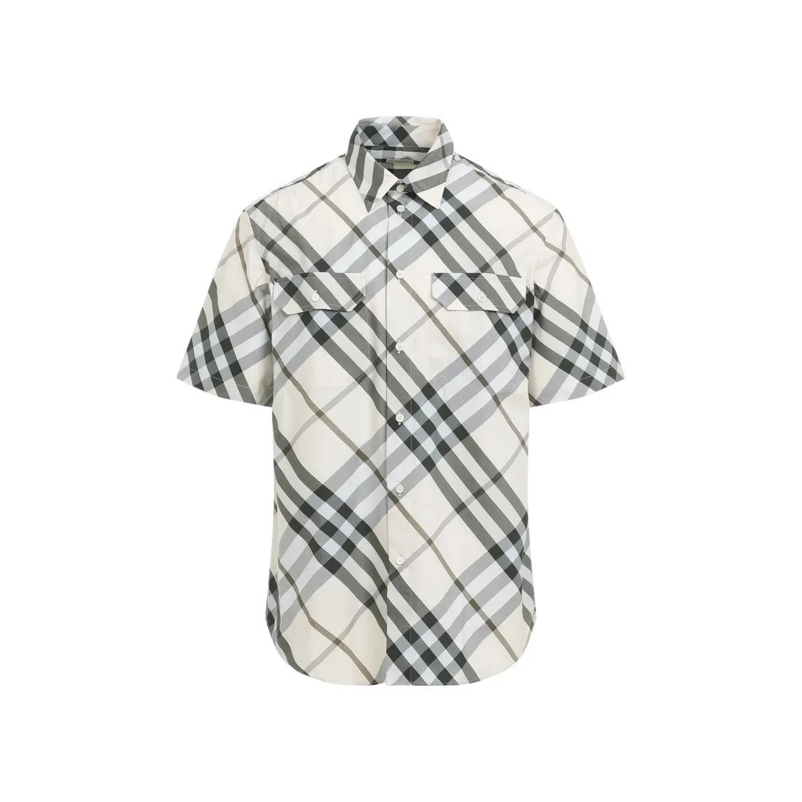 Burberry - Alabaster Beige Check Cotton Shirt - Größe M - weiß