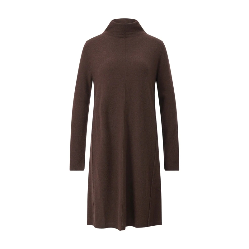Allude  Midikleid mit Stehkragen Dunkelbraun