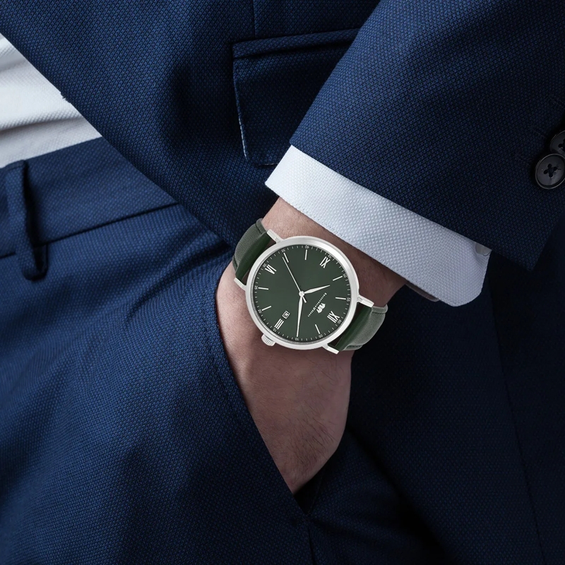 Rhodenwald & Söhne Automatikuhr Herren Armbanduhr Adelsmann Echtleder silber(Image 2)