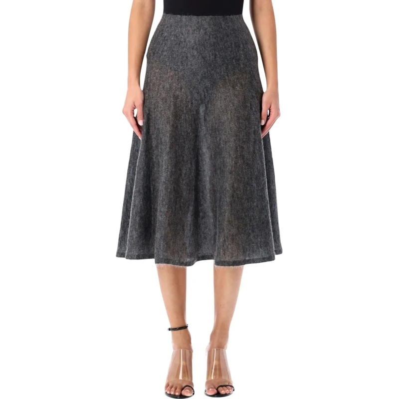 Alaia Midirok Alaïa Grey Mohair Circular Midi Skirt Grey