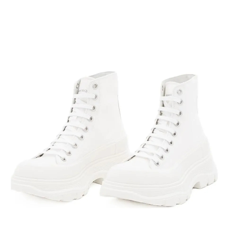 Alexander McQueen Low-Top-Sneaker 45MM TREAD SLICK LACE-UP SNEAKERS White
