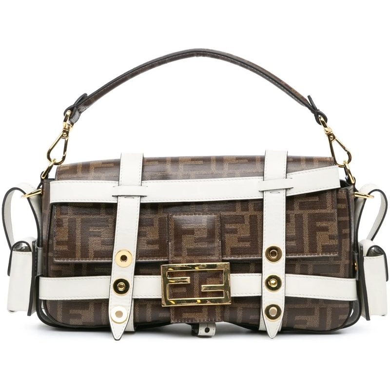 Fendi Fourre-tout Zucca Glazed Fabric Cage Baguette Satchel braun