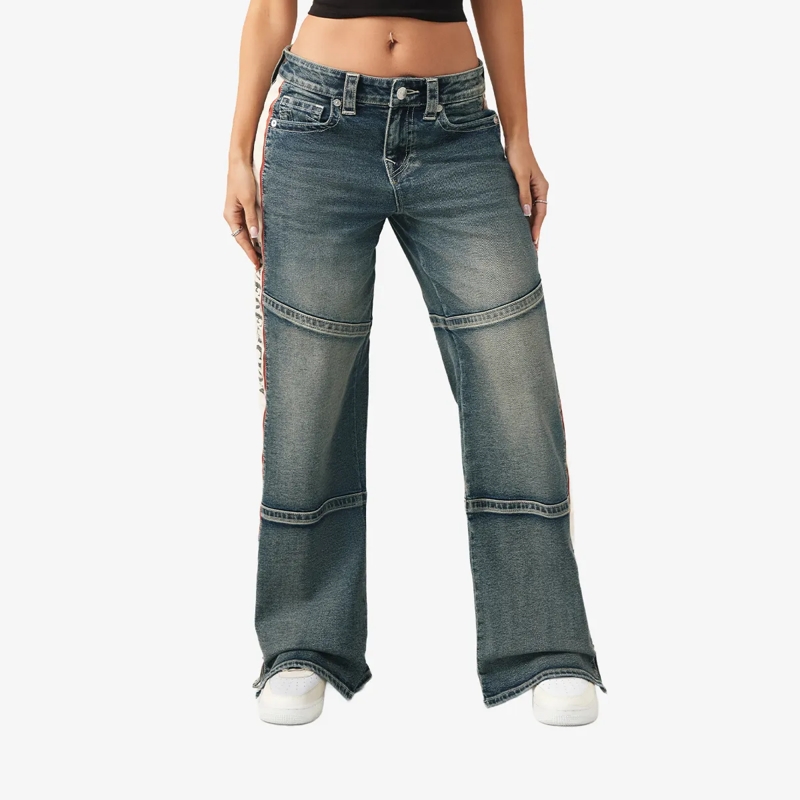 True Religion Jeans - Bobbi Baggy-Jeans- Mittelhohem Bund- Kontraste blau(Image 6)