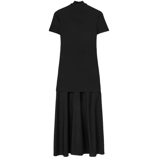 Jil Sander Layered-Design Black Midi Dress Black Robes midi