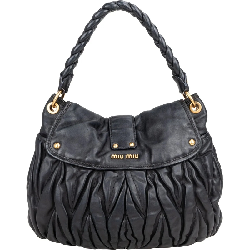 Miu Miu Tote Miu Miu Quilted Leather City Handbag schwarz
