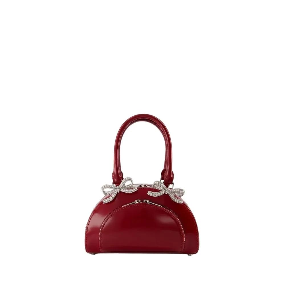 self-portrait Crossbody Bags - Curved Mini Handbag - Leather - Burgundy - Gr. unisize - in Rot - für Damen