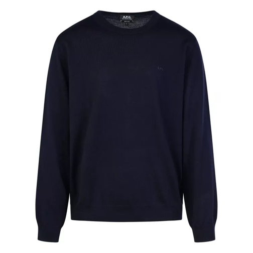 A.P.C. Matt' Navy Wool Sweater Black 