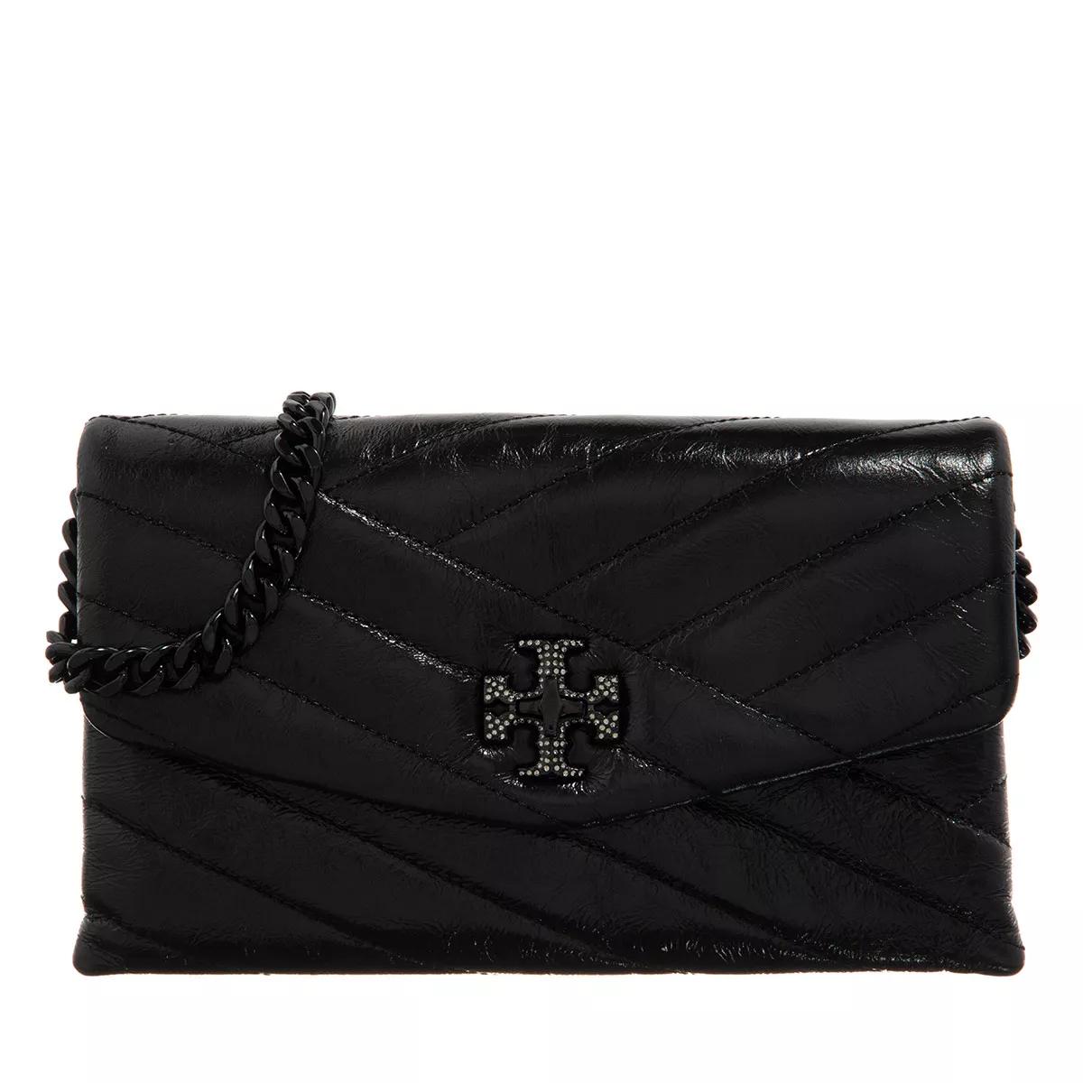 Tory Burch - Kira Chevron - Black herringbone bag made of quilted leather  with gold metal chain and logo, for women