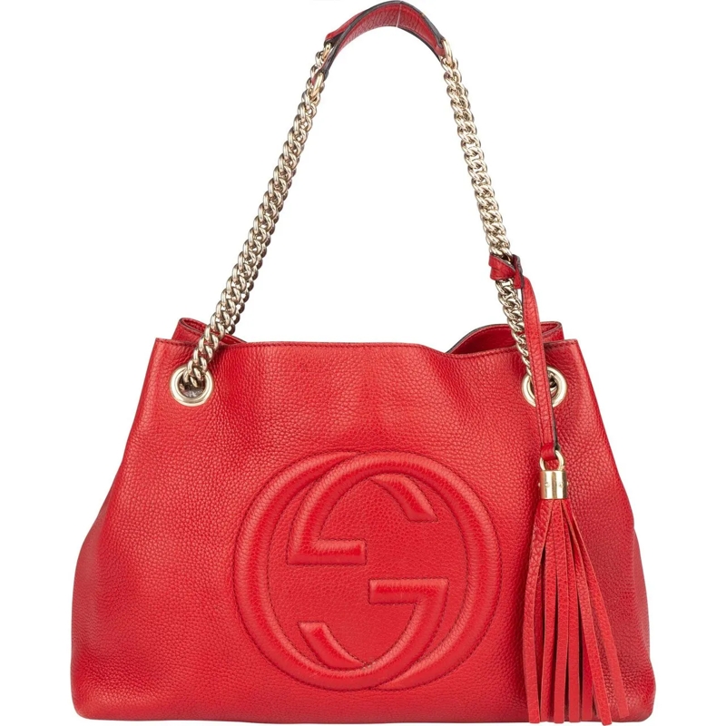Gucci Schultertasche Gucci Red Leather GG Soho Crossbody Bag mehrfarbig