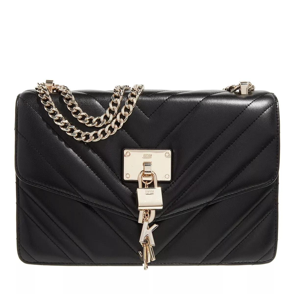 DKNY Elissa Large Shoulder Flap Black Gold Kuvertväska