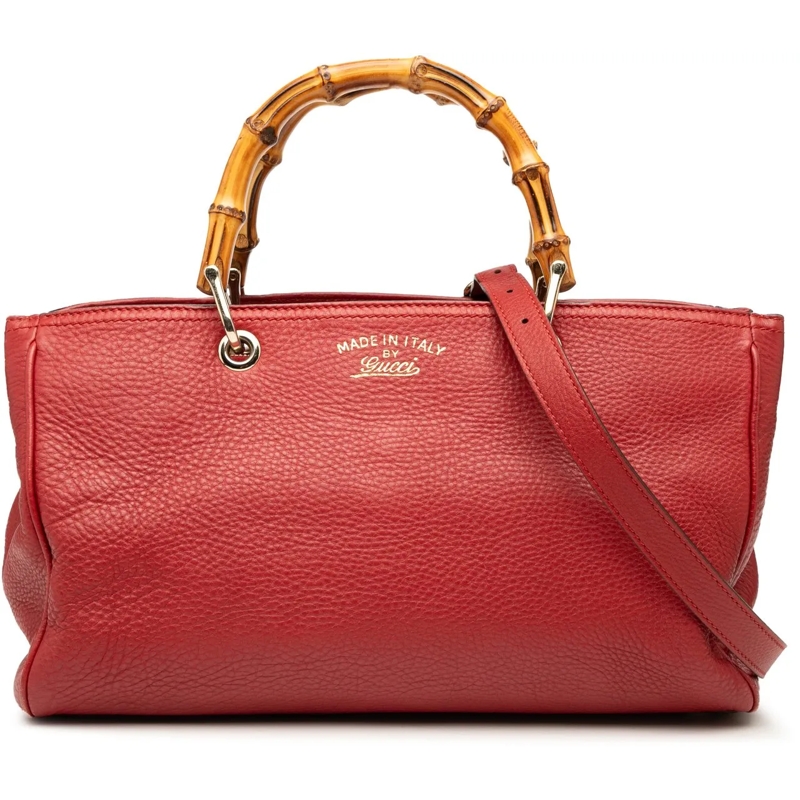 Gucci Sac à bandoulière Medium Calfskin Bamboo Shopper Satchel rot