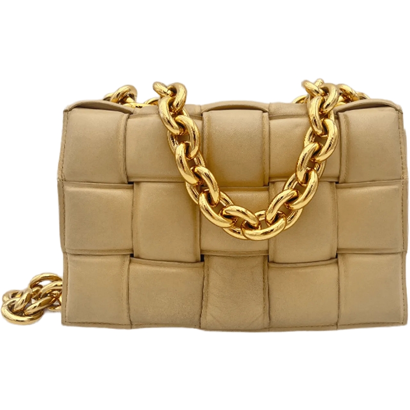 Bottega Veneta Schultertasche Bottega Veneta Padded Cassette Chain - Porridge beige
