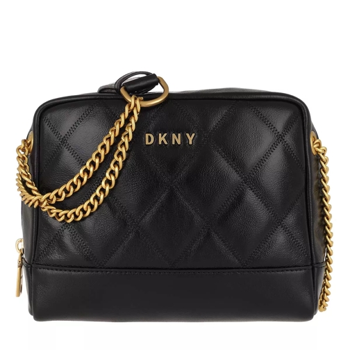 DKNY Sofia Double Chain Shoulder Bag Black/Gold Crossbody Bag