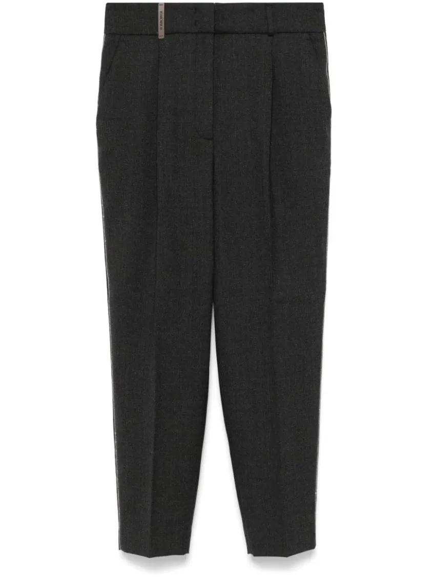 Thumbnail - Peserico - Bead-Detail Trousers - Größe 44 - grau