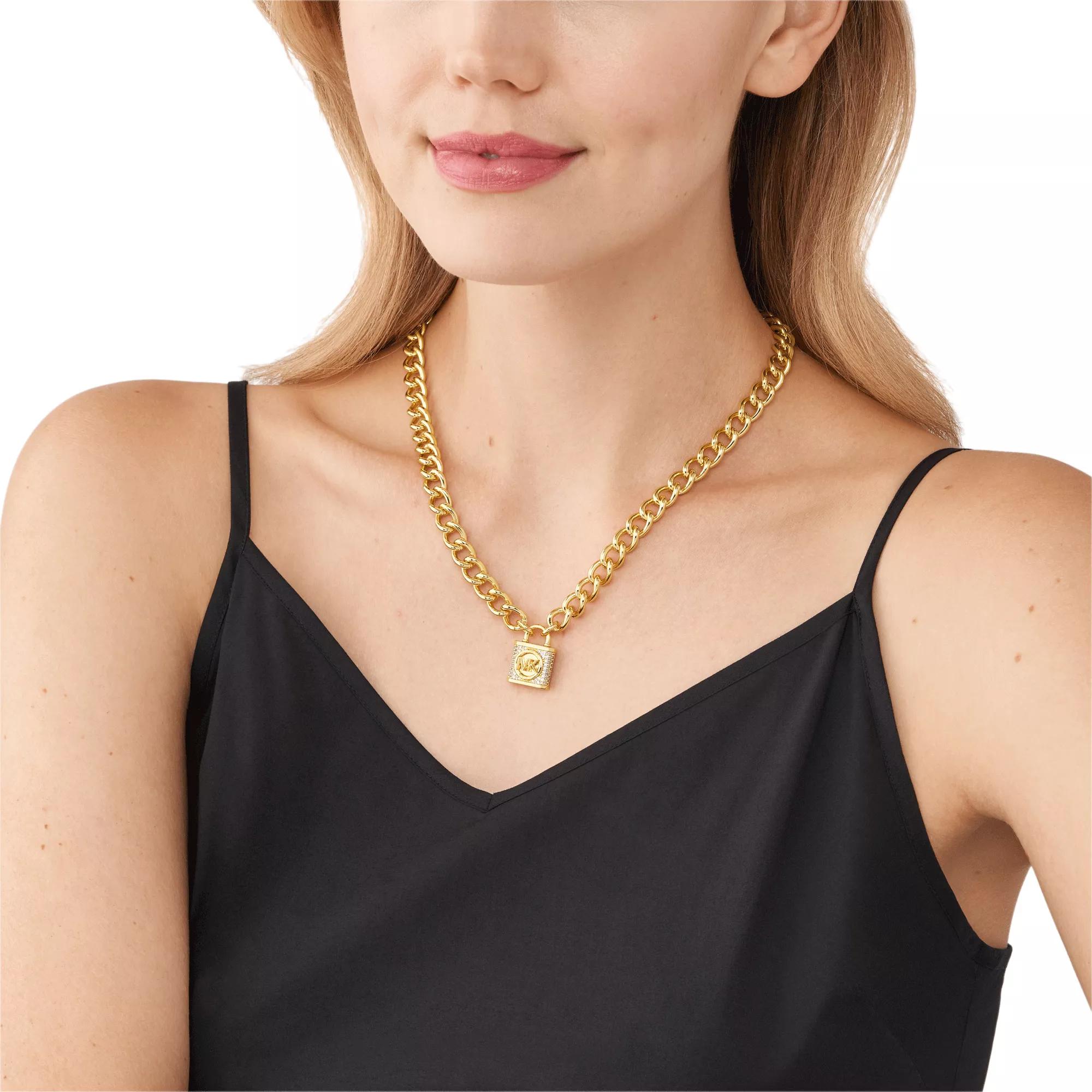 Michael kors deals gold padlock necklace