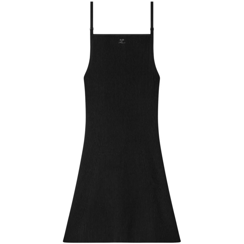 Courrèges Mini-jurk Ribbed Knit Dress Black