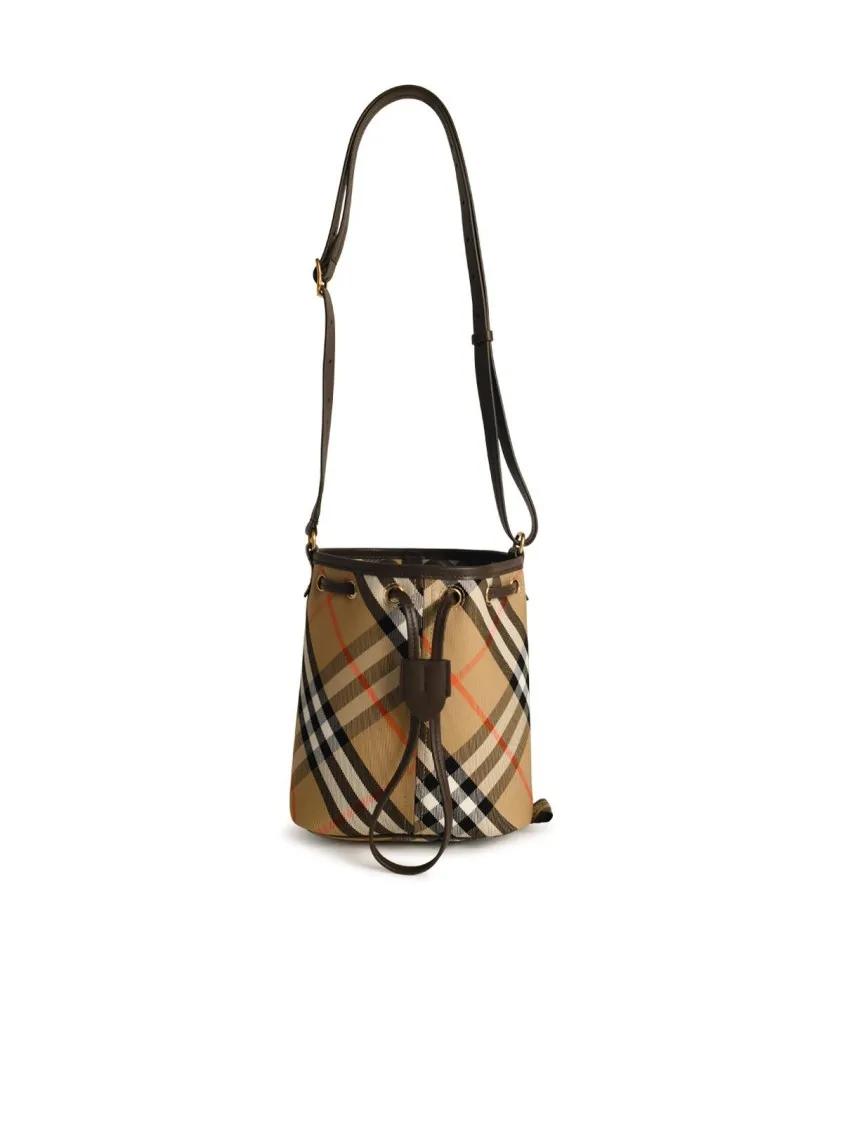 Burberry Shopper - Check%27 Bucket Bag In Beige Cotton Blend - Gr. unisize - in Braun - für Damen