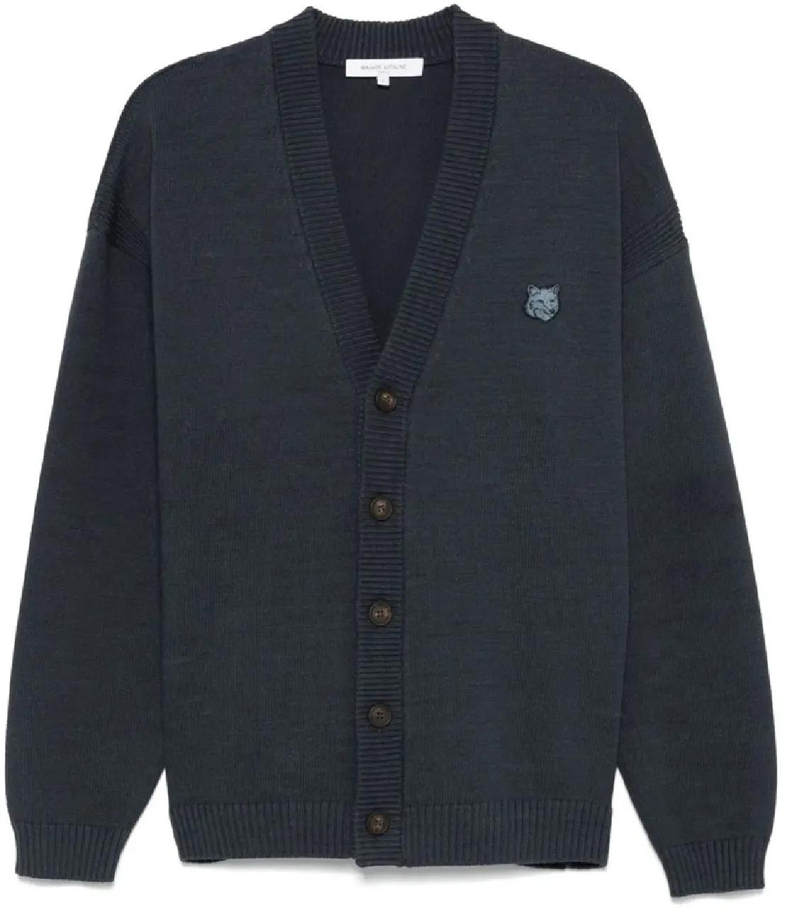 Thumbnail - Maison Kitsune - bold fox head patch comfort cardigan divers. - Größe L - bunt