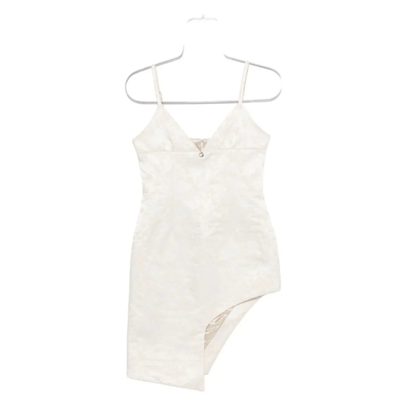 Coperni Minikleid Mini Dress With Floral Jacquard Pattern Neutrals