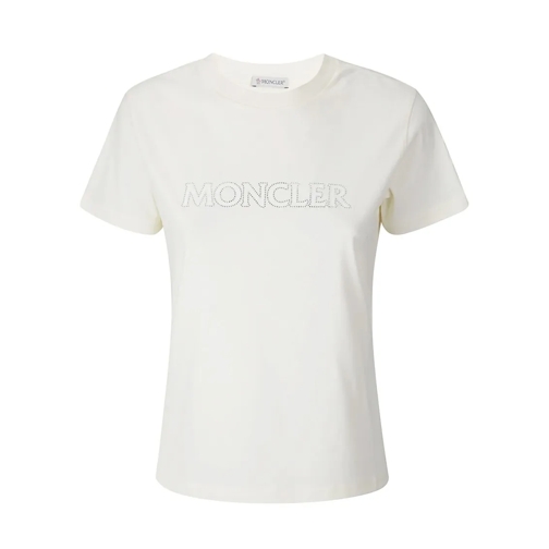 Moncler T-Shirts Short-Sleeved T-Shirt With Swarovski Logo White