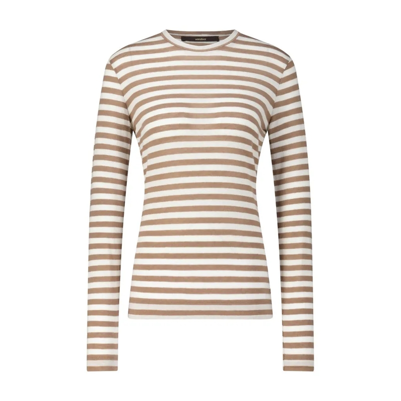 windsor. T-Shirt Gestreiftes Langarmshirt Hellbraun
