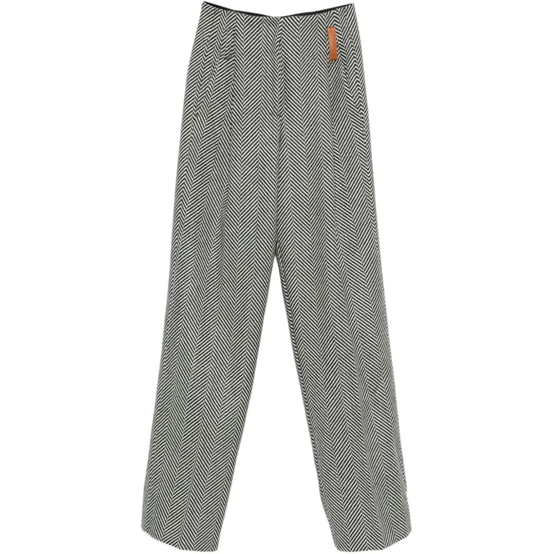 Forte Forte Hose High-Waisted Chevron Wool Trousers Grey
